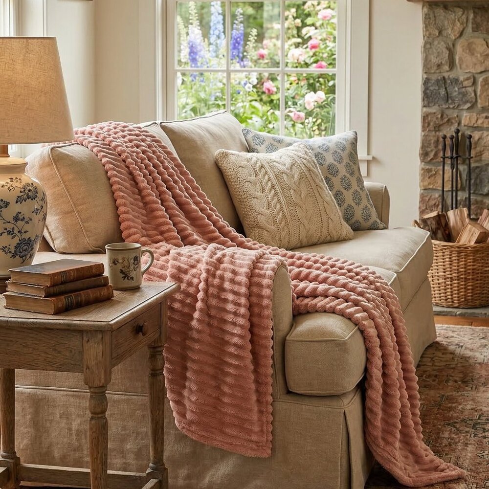 Pink  Fuzzy Throw